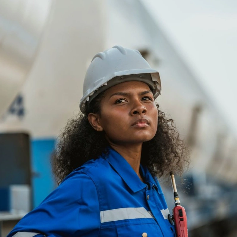 female LNG worker