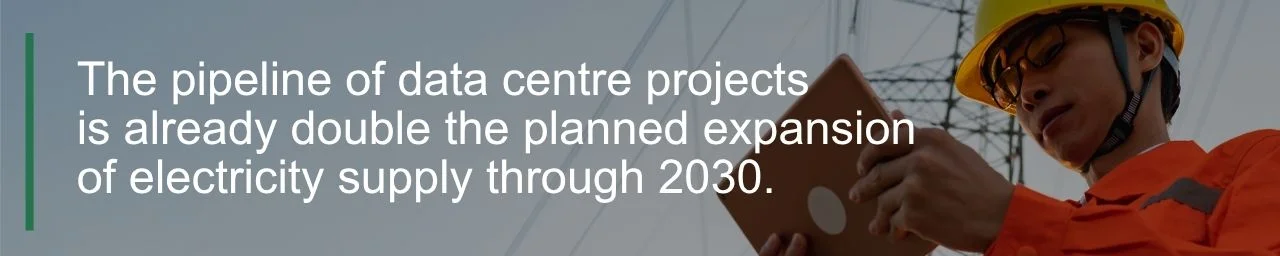 APAC data centre project pipeline compared to electricity supply quote