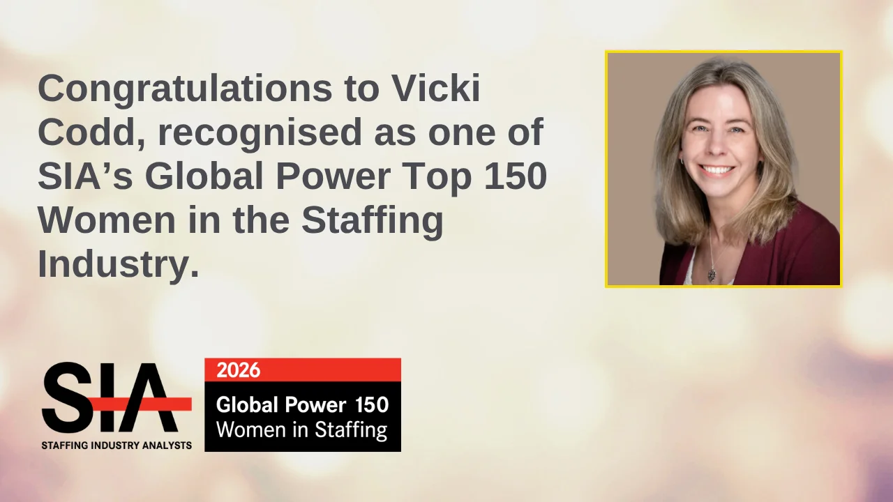 Vicki Codd Recognised as one of SIA’s Global Power Top 150 Women in the Staffing Industry.