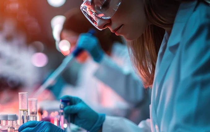 woman looking at samples