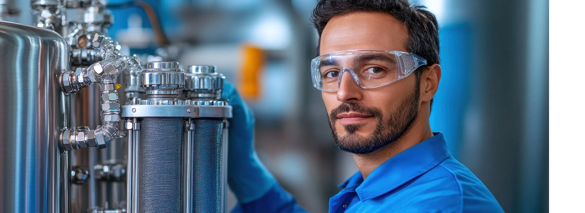 man with filtration equipment