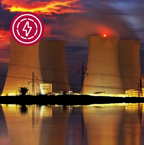 sunset of a power plant