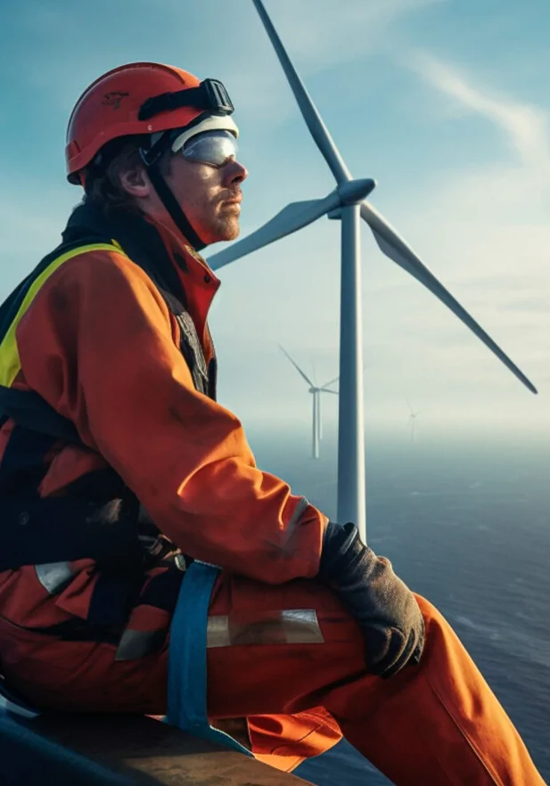 engineer on top of turbine