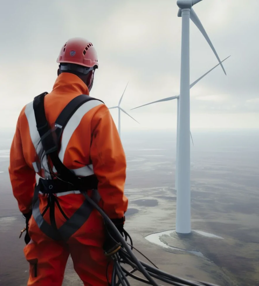 man on turbine