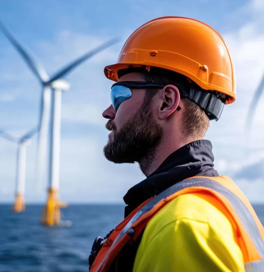 man on turbine