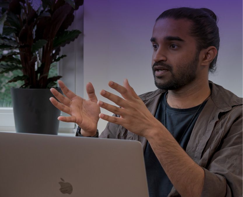 Male discussing with his hands