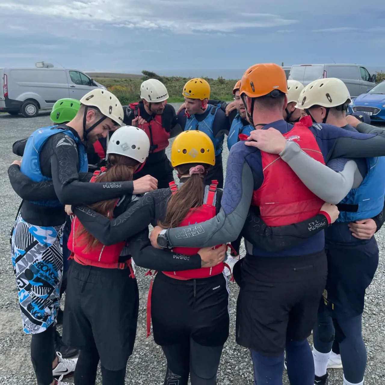 Quad's team talk before coasteering