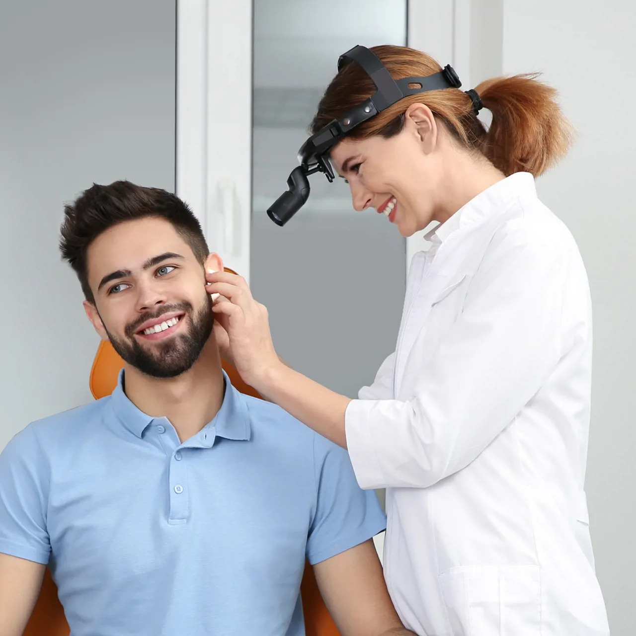 Man getting his ears checked