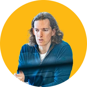 hero image man against yellow background