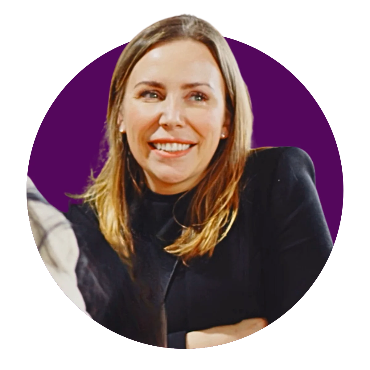 call to action image - woman against purple background