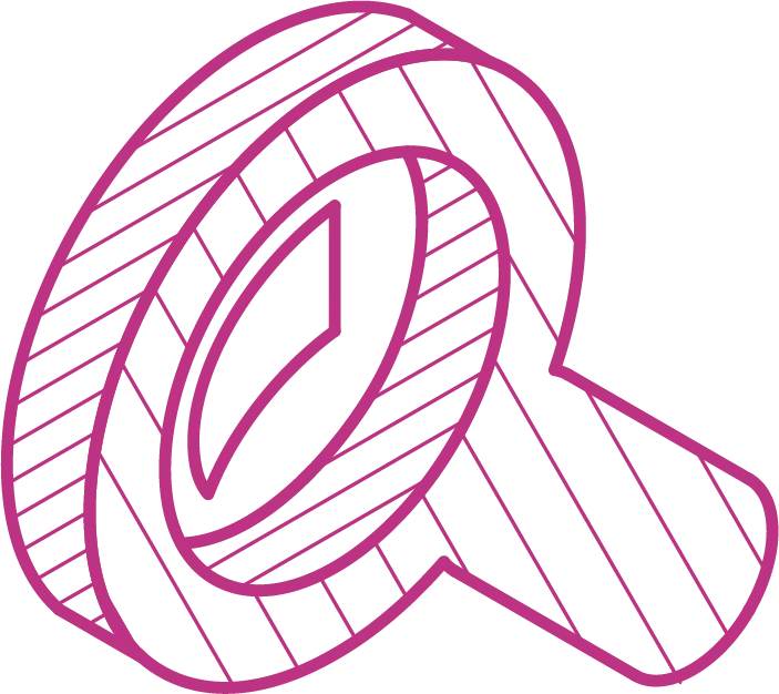 Pink magnifying glass icon