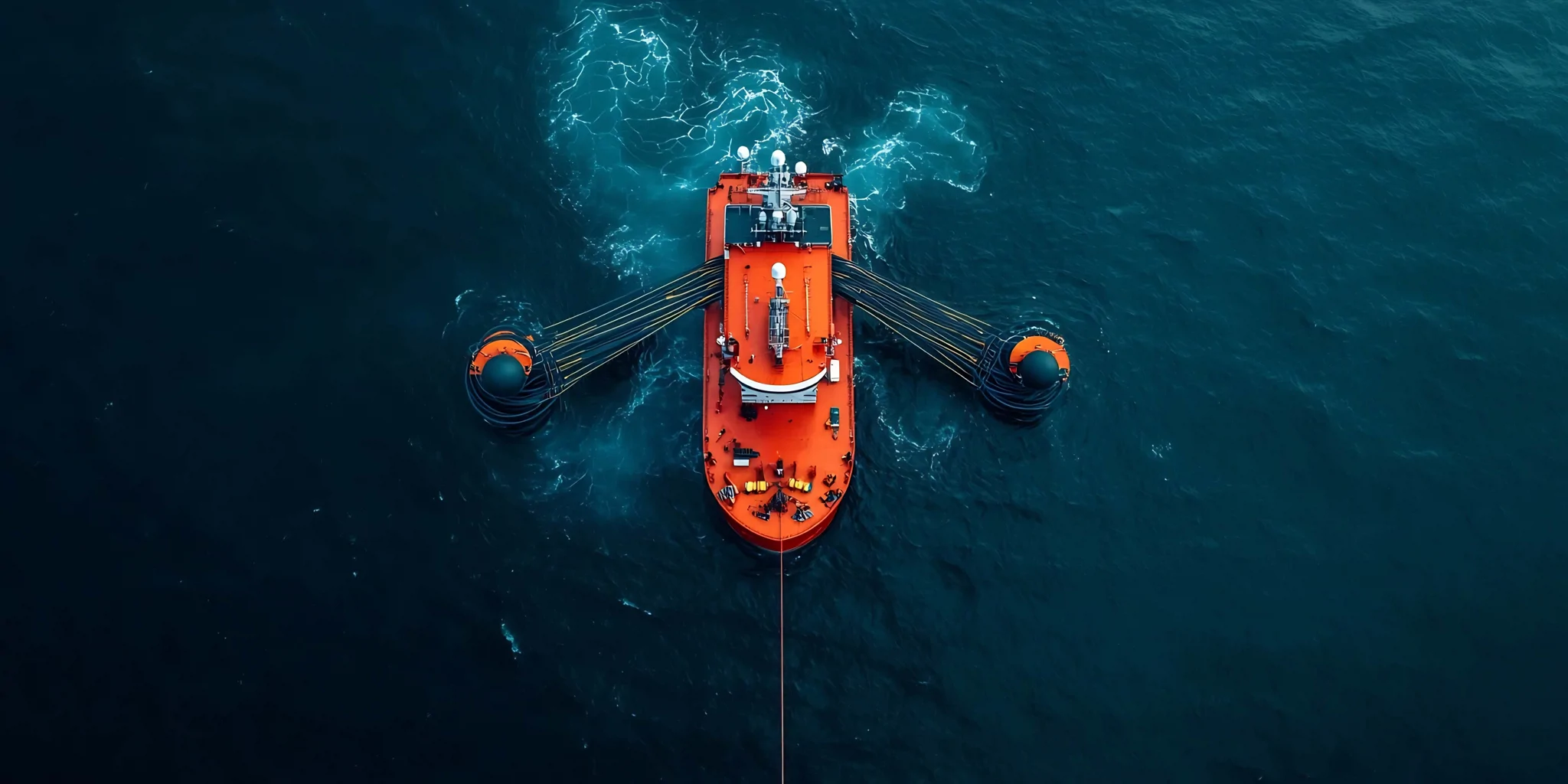 seismic vessel aerial view on water