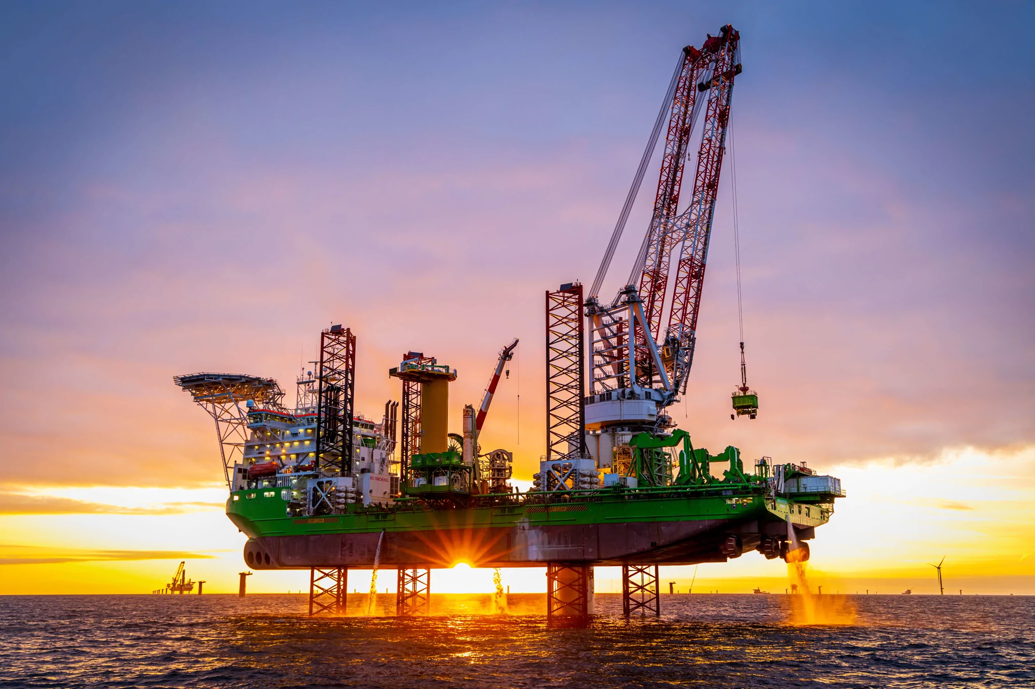 crane on offshore wind turbine construction