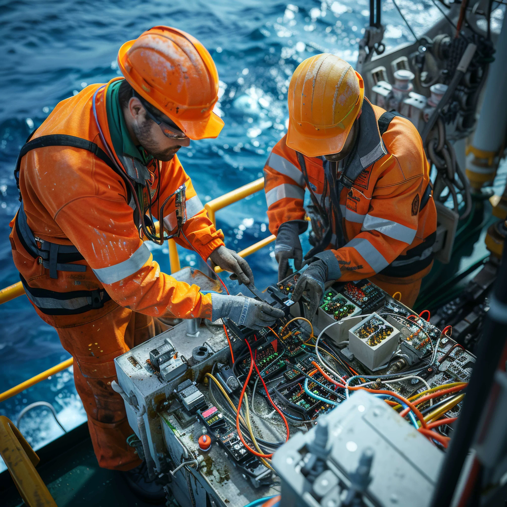 engineers working on boat
