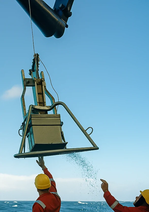 Environmental box corer deployed for sample gethering