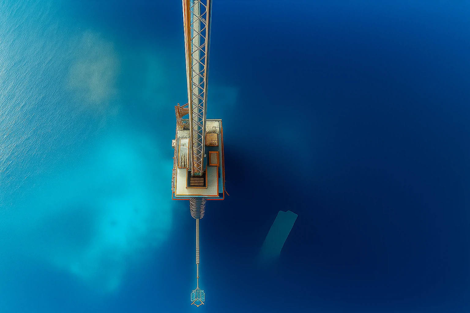 drilling vessel aerial view on water
