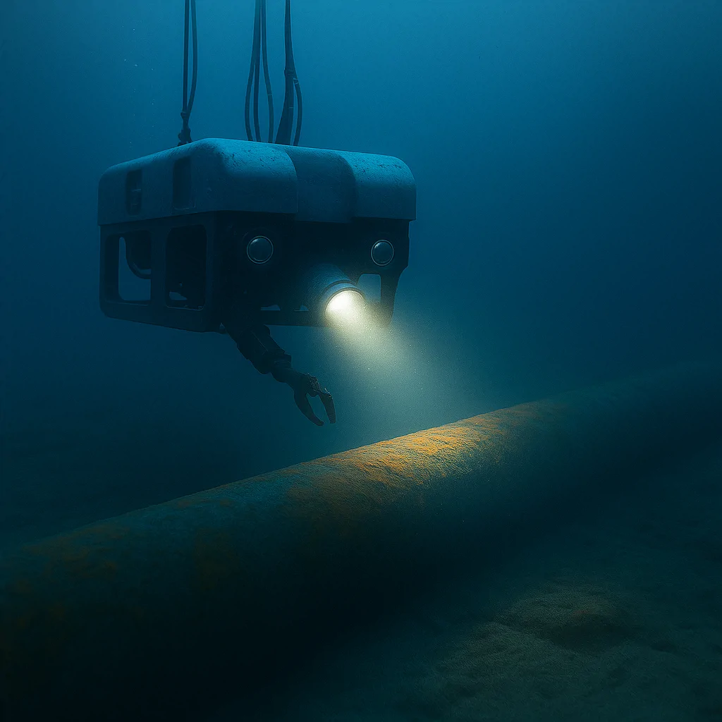 ROV underwater pipe inspection