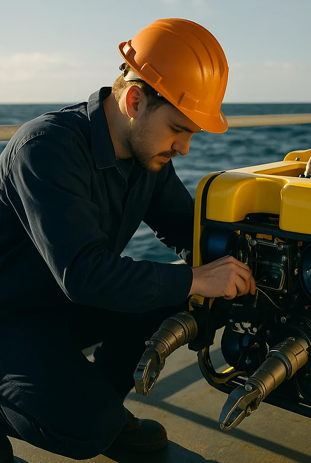 ROV being lowered into the water