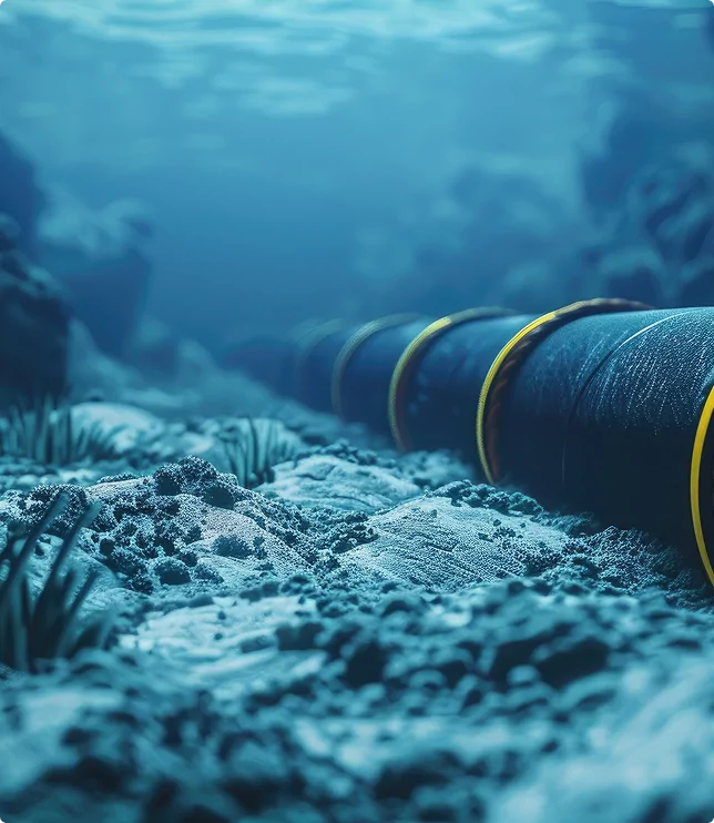 underwater pipeline in a clear ocean