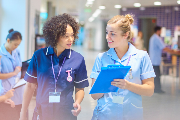 Two nurses at work in a hospital