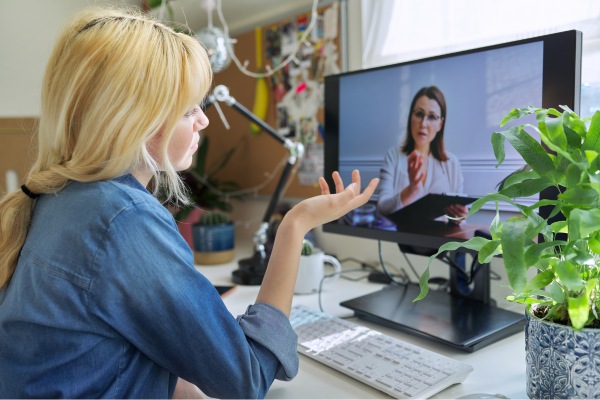 Two women on a Zoom call