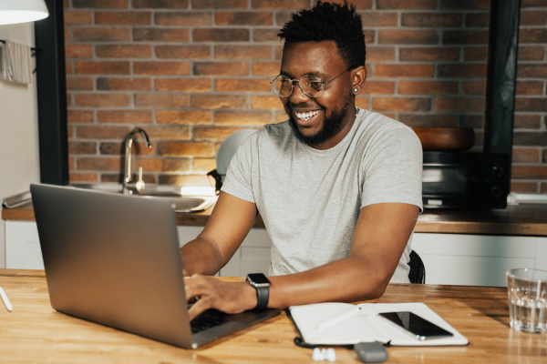 A man working at his laptop