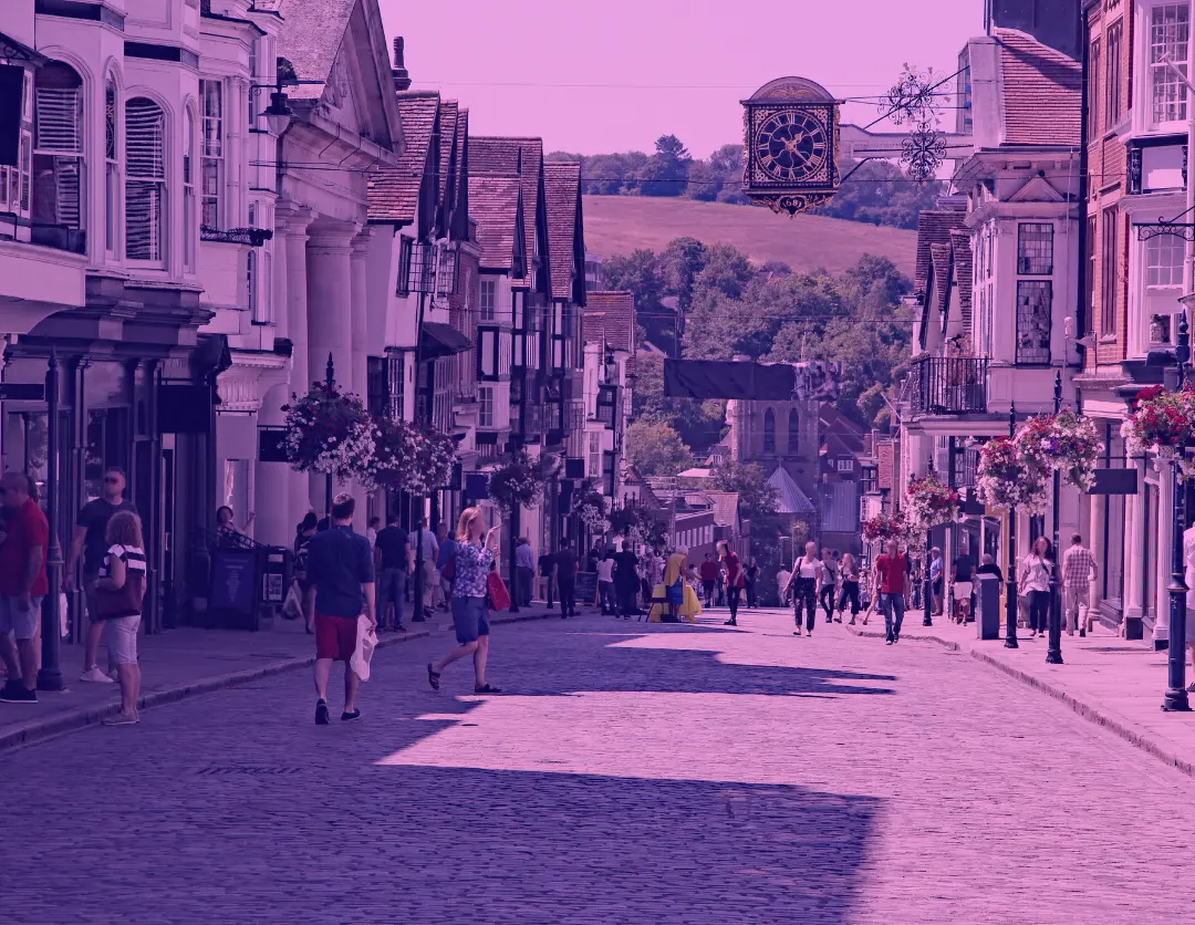 A high street in Surrey