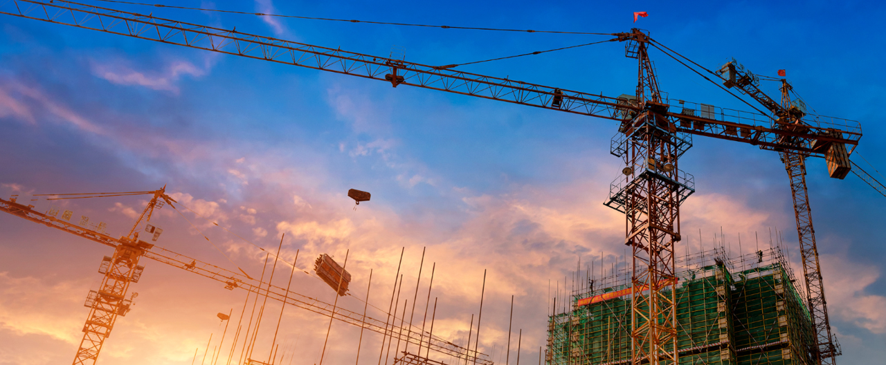 A crane against a cloudy blue skyline