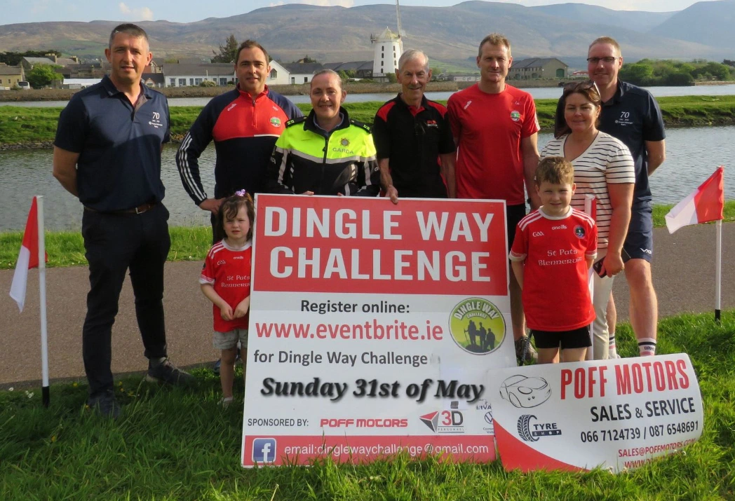 St Pats Members including John Vahey, Michael Moriarty, Garda Mary Gardiner, George Poff, Liam Poff, Marie Fitzgibbon & Aidan Scanlon at the launch of the 2026 Dingle Way Challenge
