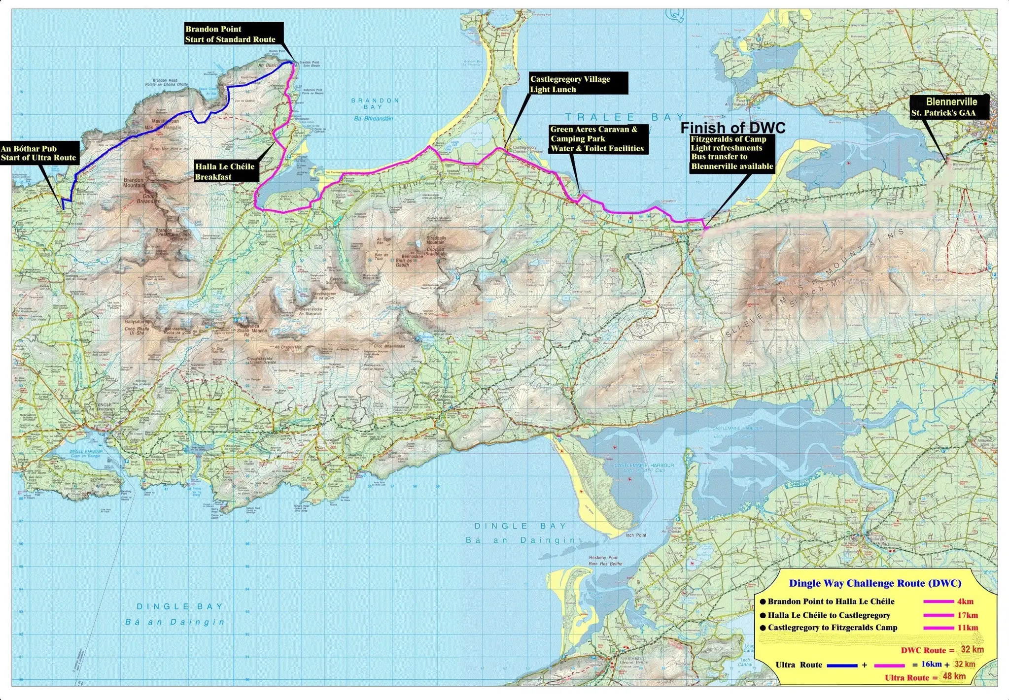 The Dingle Way Challenge 2023 - Route Map