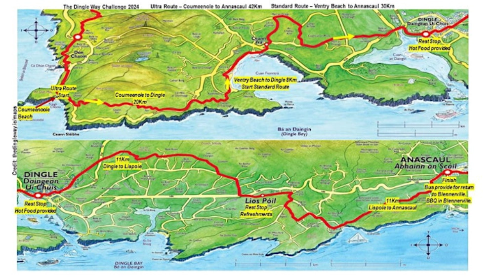 Image: The Dingle Way Challenge 2024 - Route Map