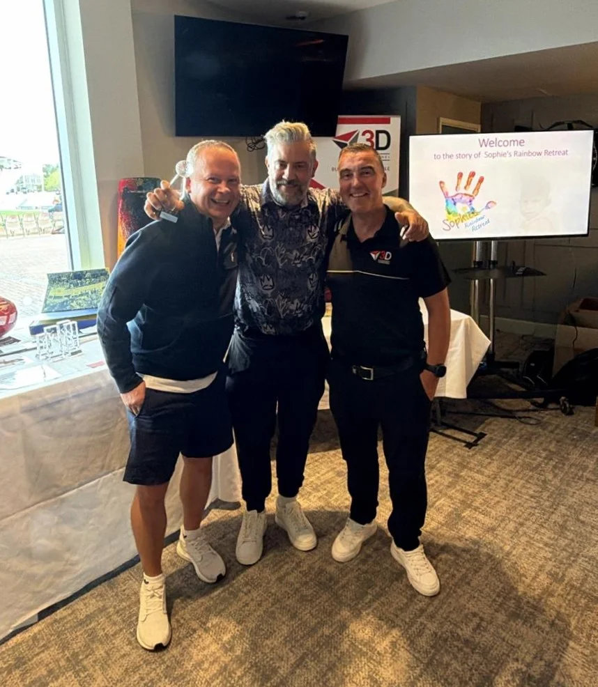 Longest Drive 2026 - Dave collects his trophy from Damian and Andy