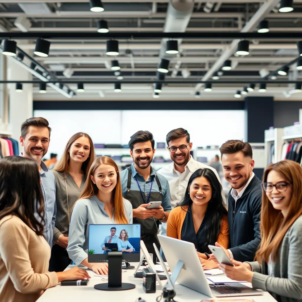 Workers in a retail environment