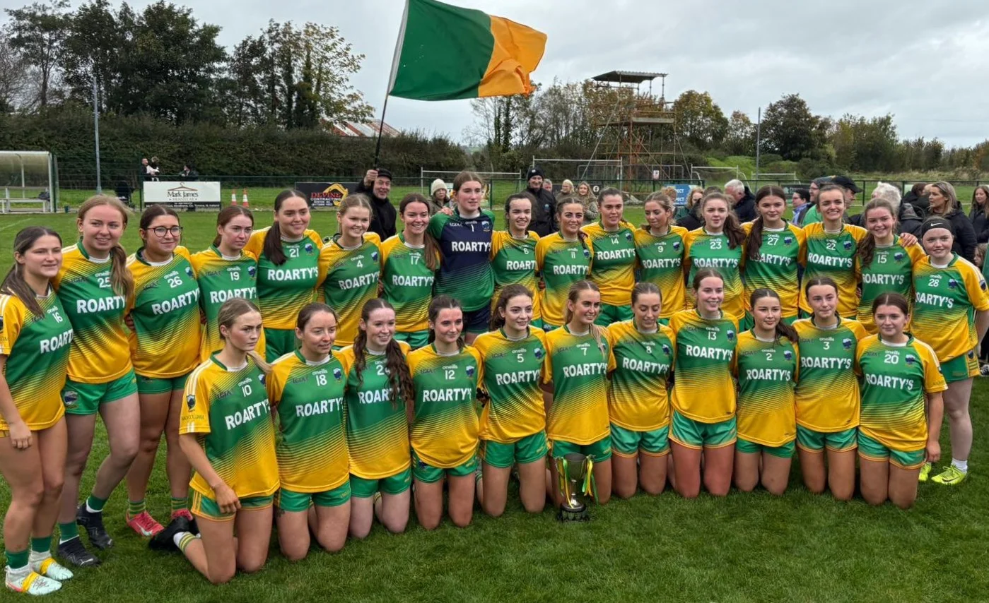 The victorious Naomh Columba LGFA team after their 2025 Championship win