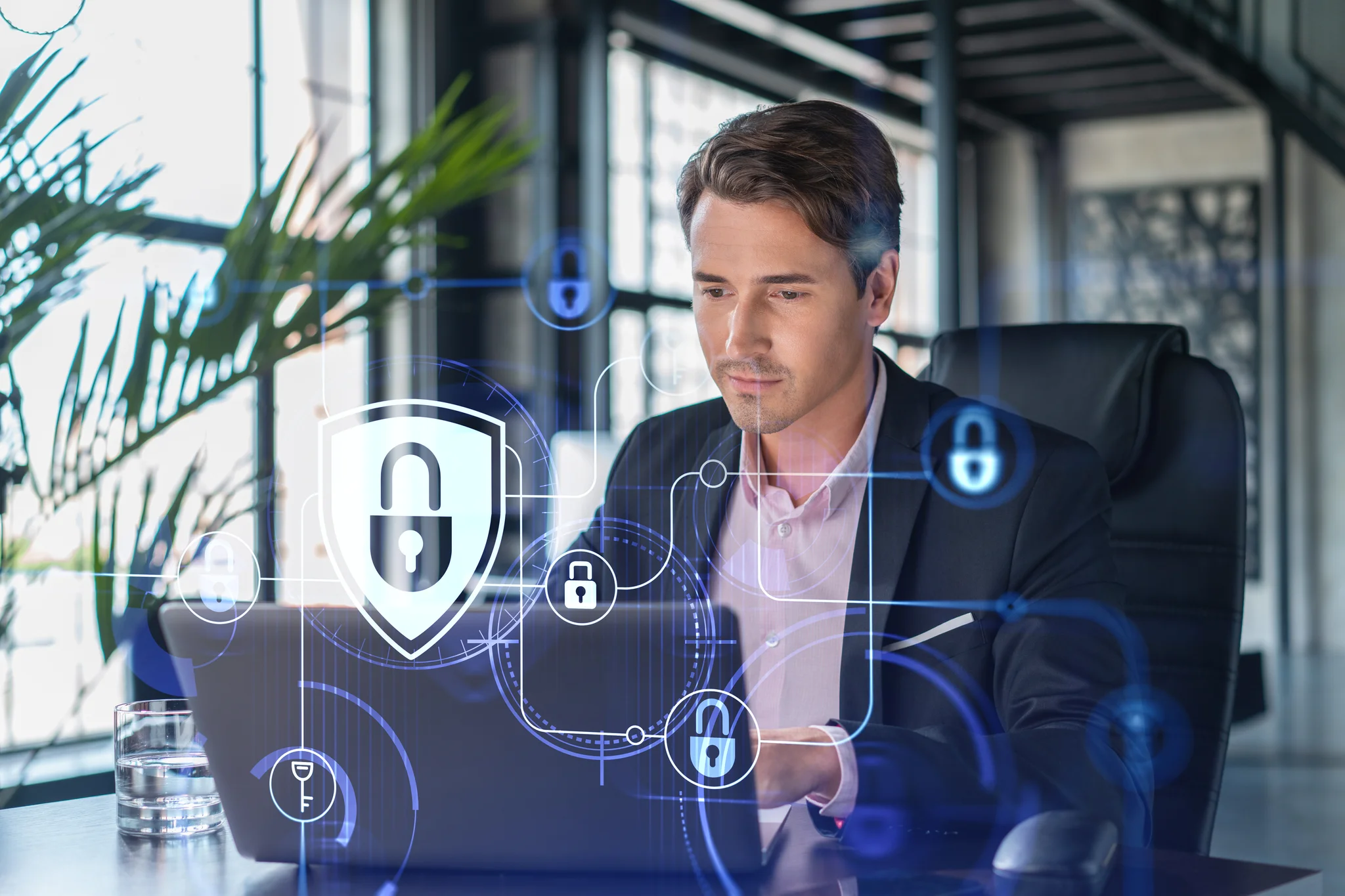 Illustration of a person strengthening their cybersecurity