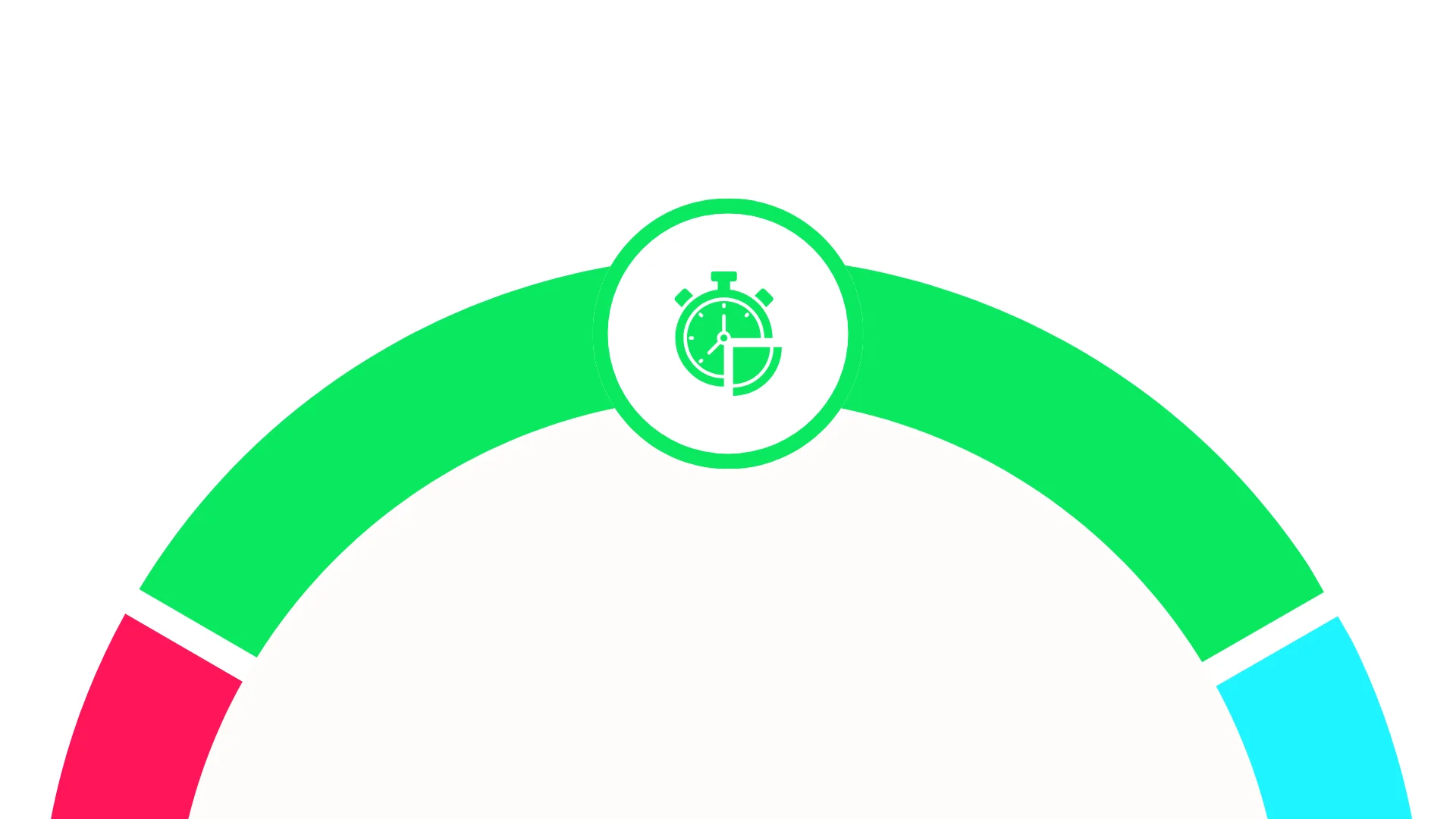 Pink semi-circle with person and building icon in the center on a white background