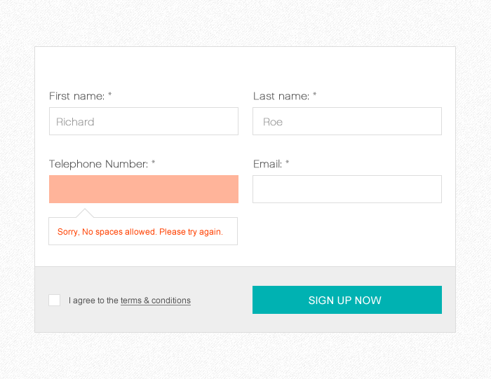 An example of effective form validation