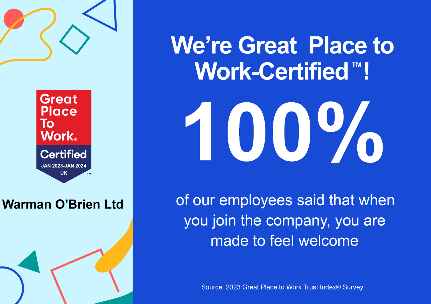 Creating an Amazing Employee Experience: Warman O'Brien Achieves Great Place to Work®️ Certification™️