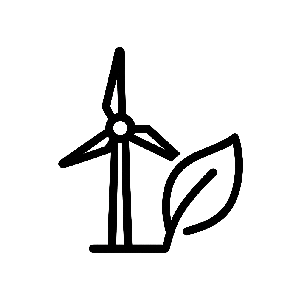 wind turbine and leaf icon for cleantech